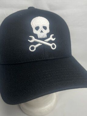 Concept One Mechanics Skull & Wrench Cross Bone Adjustable SnapBack Hat Black
